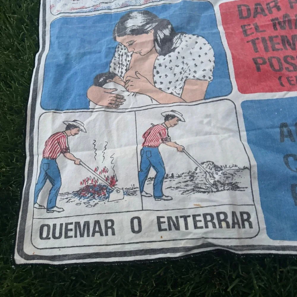 B- Vintage Spanish Public Health Poster Textile Banner Prevencion de la Diarrea